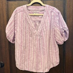 Anthropologie Purple and White Striped Blouse